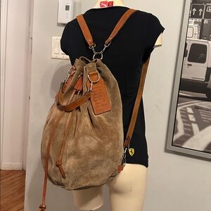 Rugby  suede bucket backpack bag